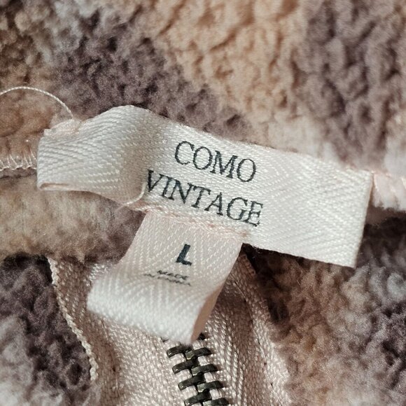 Como Vintage Half Zip Sherpa Athletic Sweater Leopard Print Brown Women's Large - Picture 5 of 10